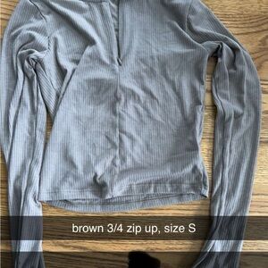 brown 3/4 Zip Women's Top